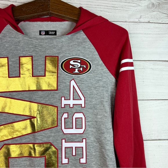 NFL San Francisco 49ers Girls Love 49ers Gray Red Hoodie Sweater Size 12/14 - Picture 4 of 9